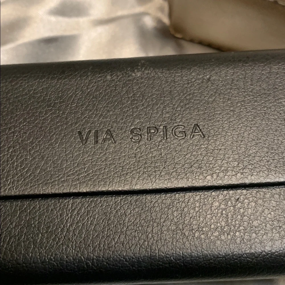 🌹Via Spiga • Black UNISEX GLASSES TRIFOLD GENUINE LEATHER Case •